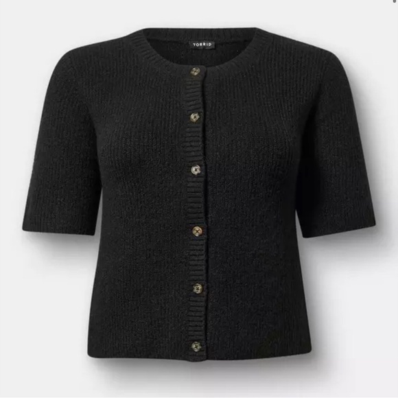 Torrid Vegan Cashmere Crew Cardigan Black Button Up Sweater Sz 4X NWT - Picture 2 of 13
